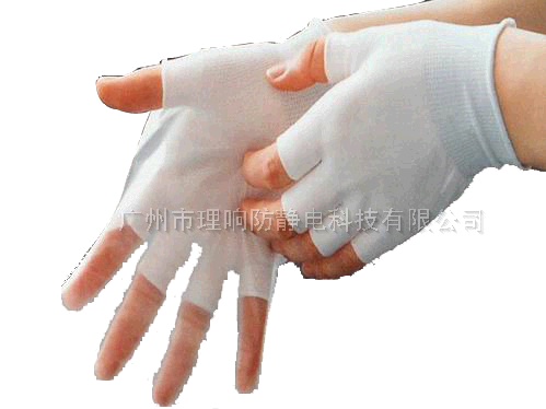针织尼龙无尘半指手套