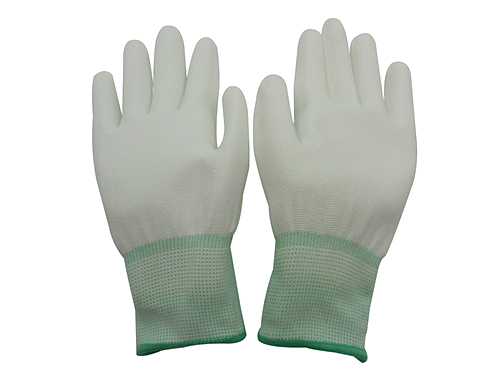 白色尼龙加厚PU涂掌手套