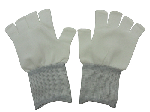 白色尼龙热熔边半指手套