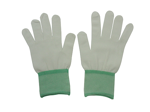 白色尼龙热熔边手套