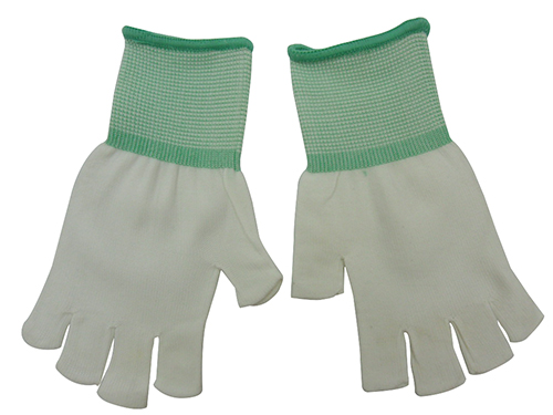 白色尼龙锁边半指手套