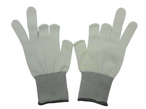 白色尼龙锁边剪三指手套