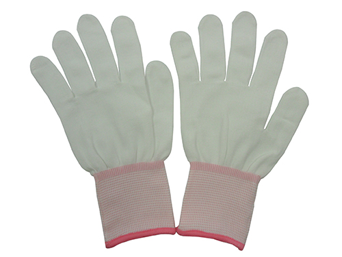 白色尼龙锁边手套