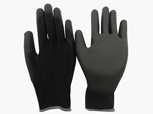黑色尼龙PU涂掌手套