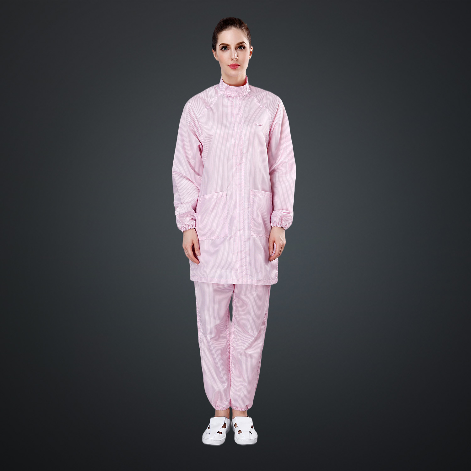 粉红色立领大褂